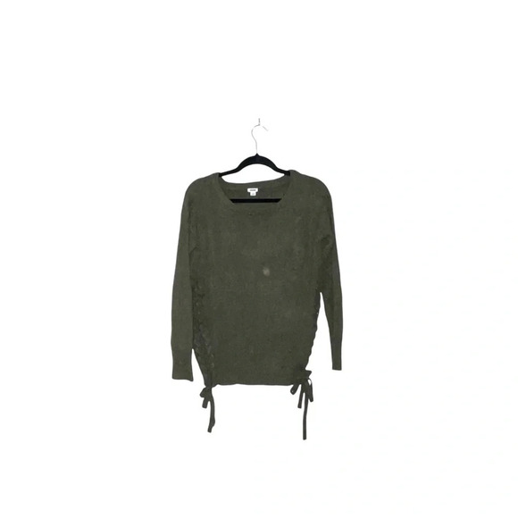 Garage Olive Green Braided Lace-up Side Knit Plush Sweater Small Women’s - Picture 1 of 11